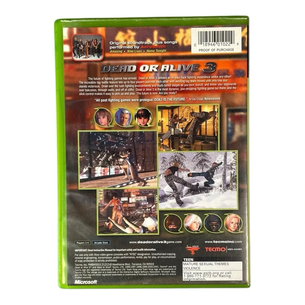 Microsoft Dead Or Alive 3 Xbox Video Game Rated T For Teen